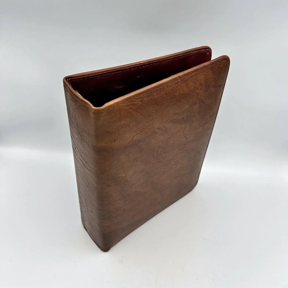 Vintage Day-Timer Executive 7 Ring Binder Antique Vinyl Organizer Brown Made USA